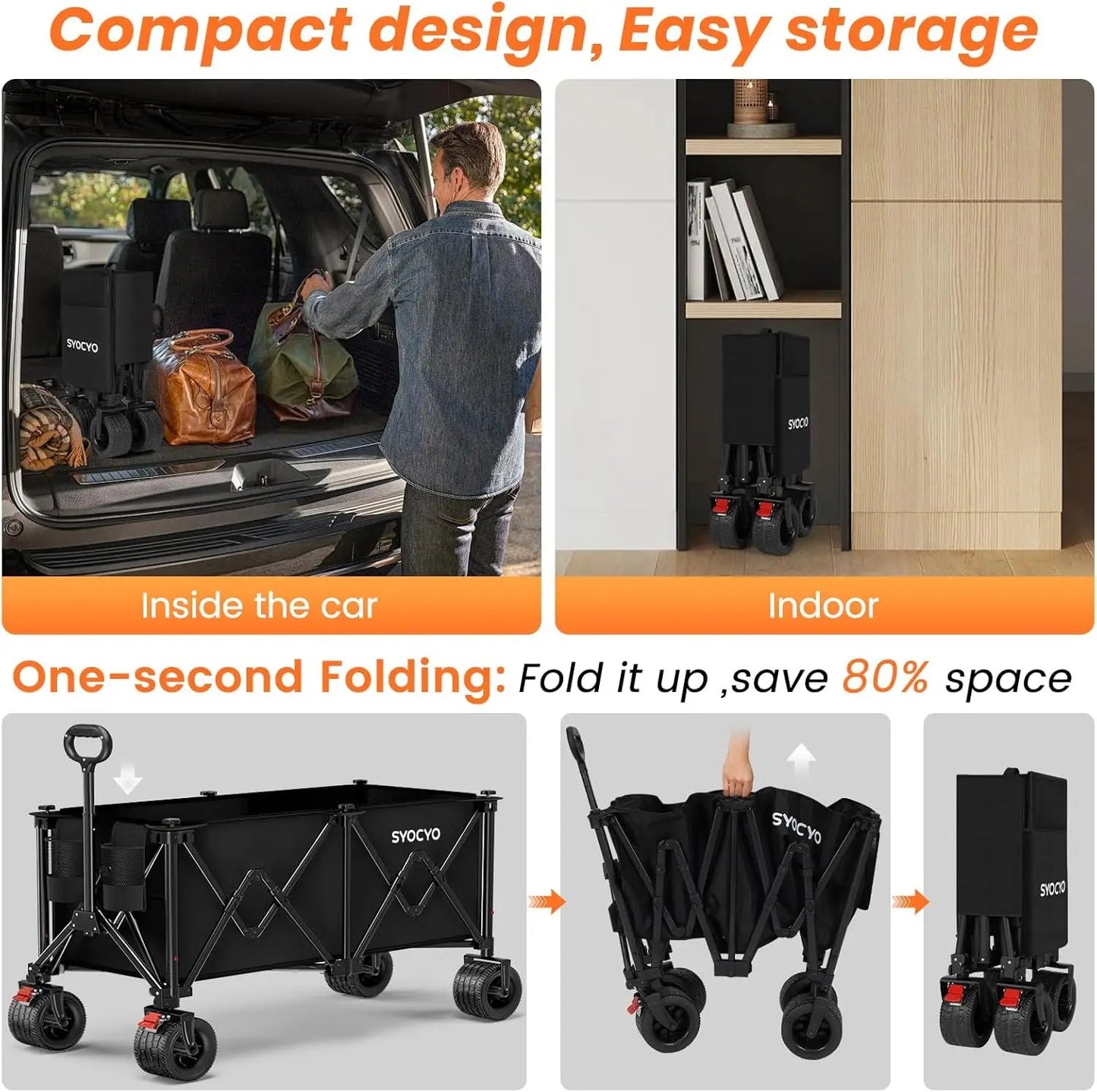 Collapsible Beach Wagon Carts Foldable 570LBS