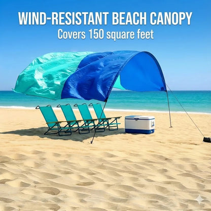 Wind-Resistant Beach Shade Tent 150 sq