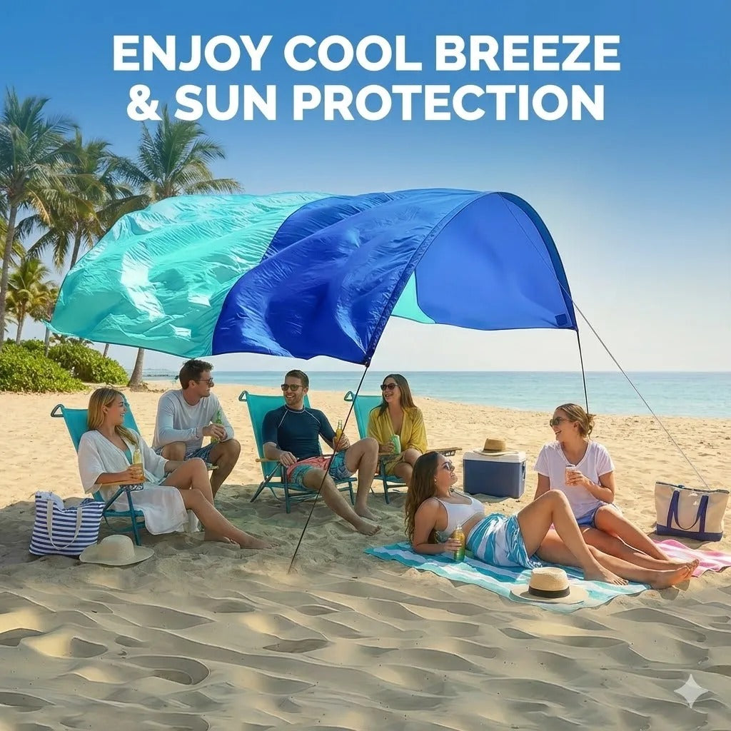 Wind-Resistant Beach Shade Tent 150 sq