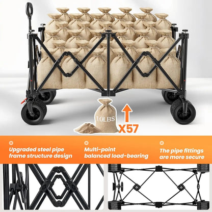 Collapsible Beach Wagon Carts Foldable 570LBS